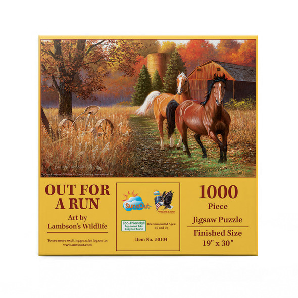 SUNSOUT INC - Out for a Run - 1000 pc Jigsaw Puzzle by Artist: Lambson's Wildlife Art - Finished Size 19" x 30" - MPN# 50104