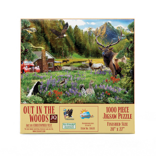 SUNSOUT INC - Out in the Woods - 1000 pc Jigsaw Puzzle by Artist: R. Christopher Vest - Finished Size 20" x 27" - MPN# 58638