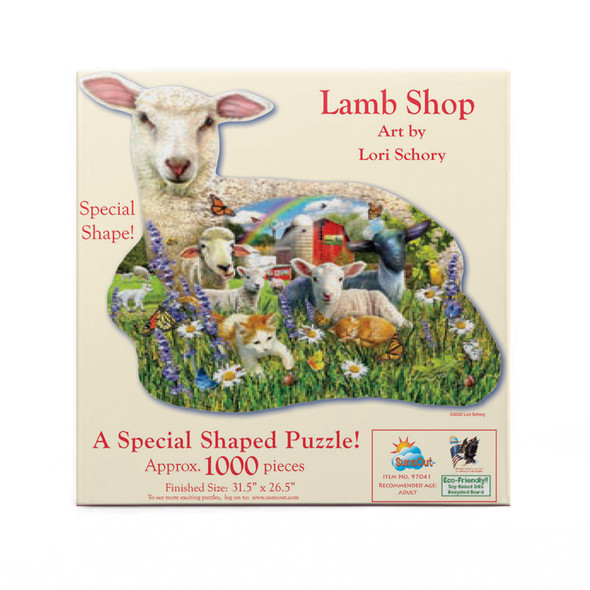 SUNSOUT INC Lamb Shop Shaped 1000 pc Jigsaw Puzzle by Artist: Lori Schory SUNSOUT INC Lamb Shop Shaped 1000 pc Jigsaw Puzzle by Artist: Lori Schory