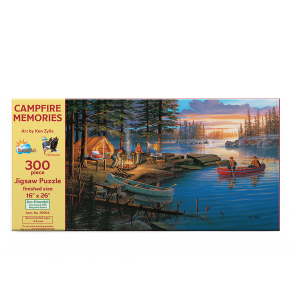 SUNSOUT INC - Campfire Memories - 300 pc Jigsaw Puzzle by Artist: Ken Zylla - Finished Size 16" x 26" - MPN# 39954