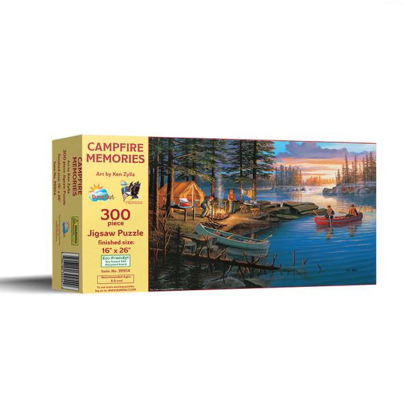 SUNSOUT INC - Campfire Memories - 300 pc Jigsaw Puzzle by Artist: Ken Zylla - Finished Size 16" x 26" - MPN# 39954