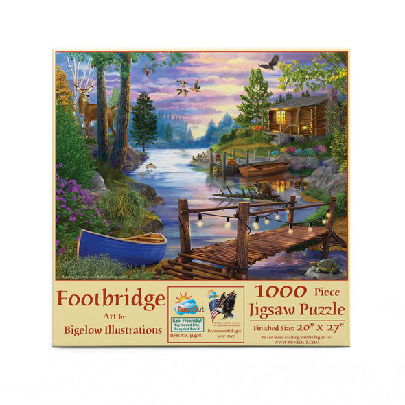 SUNSOUT INC - Footbridge - 1000 pc Jigsaw Puzzle by Artist: Bigelow Illustrations - Finished Size 20" x 27" - MPN# 31408
