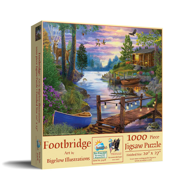 SUNSOUT INC - Footbridge - 1000 pc Jigsaw Puzzle by Artist: Bigelow Illustrations - Finished Size 20" x 27" - MPN# 31408