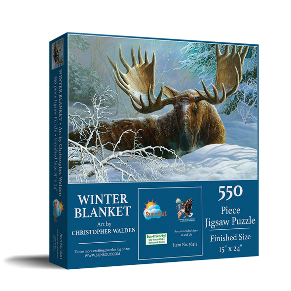 SUNSOUT INC - Winter Blanket - 550 pc Jigsaw Puzzle by Artist: Christopher Walden - Finished Size 15" x 24" - MPN# 56413