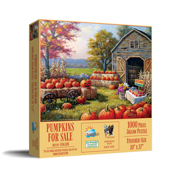 SUNSOUT INC - Pumpkins for Sale - 1000 pc Jigsaw Puzzle by Artist: Sung Kim - Finished Size 20" x 27" Halloween - MPN# 36668
