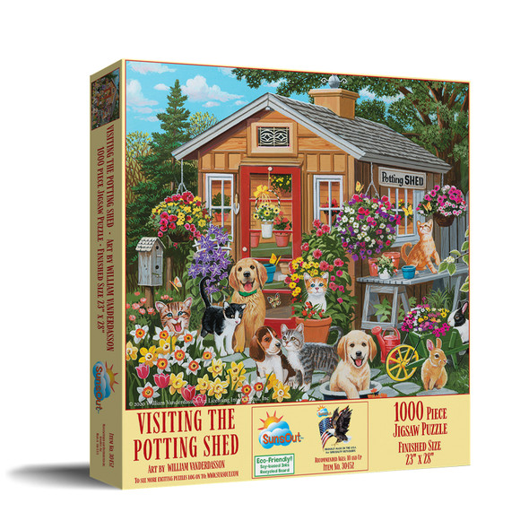 SUNSOUT INC - Visiting the Potting Shed - 1000 pc Jigsaw Puzzle by Artist: William Vanderdasson - Finished Size 23" x 28" - MPN# 30452