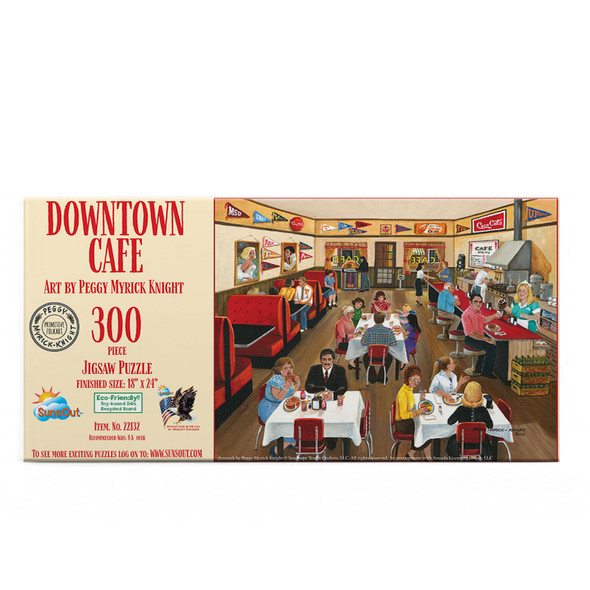 SUNSOUT INC - Downtown Cafe - 300 pc Jigsaw Puzzle by Artist: Peggy Myrick Knight - Finished Size 18" x 24" - MPN# 22132