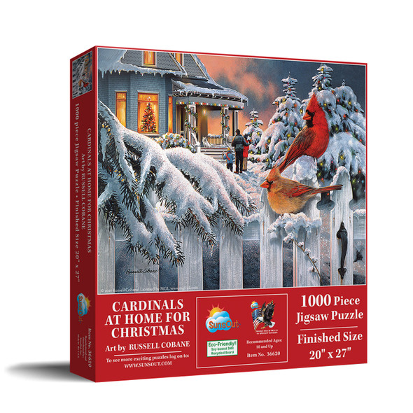 Cardinals at home for Christmas 1000 pc Jigsaw Puzzle - SUNSOUT INC - # 36620