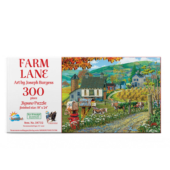 SUNSOUT INC - Farm Lane - 300 pc Jigsaw Puzzle by Artist: Joseph Burgess - Finished Size 18" x 24" - MPN# 38732