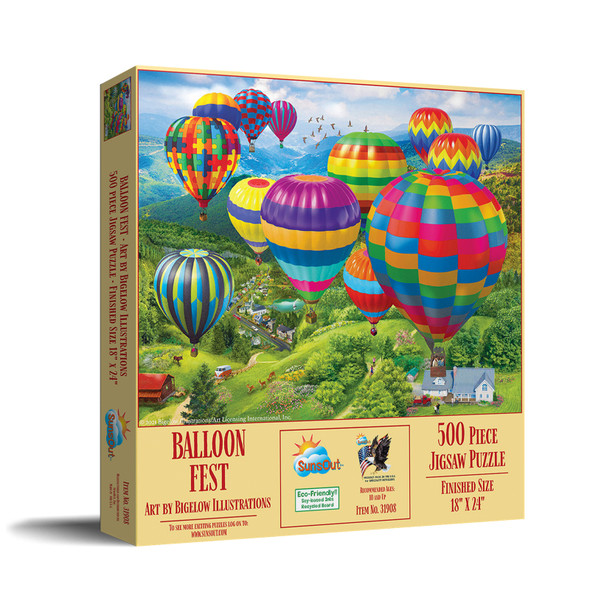 SUNSOUT INC - Balloon Fest - 500 pc Jigsaw Puzzle by Artist: Bigelow Illustrations - Finished Size 18" x 24" - MPN# 31908