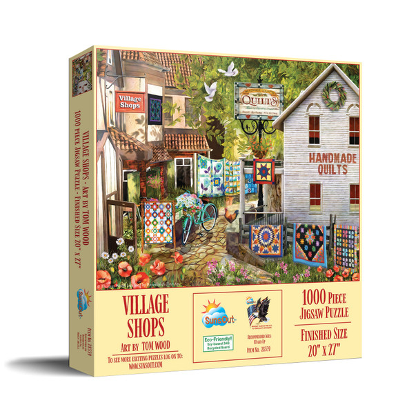 SUNSOUT INC - Village Shops - 1000 pc Jigsaw Puzzle by Artist: Tom Wood - Finished Size 20" x 27" - MPN# 28559
