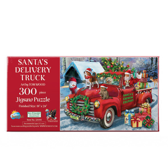 SUNSOUT INC - Santa's Delivery Truck - 300 pc Jigsaw Puzzle by Artist: Tom Wood - Finished Size 18" x 24" Christmas - MPN# 23081 SUNSOUT INC - Santa's Delivery Truck - 300 pc Jigsaw Puzzle by Artist: Tom Wood - Finished Size 18" x 24" Christmas - MPN# 23081