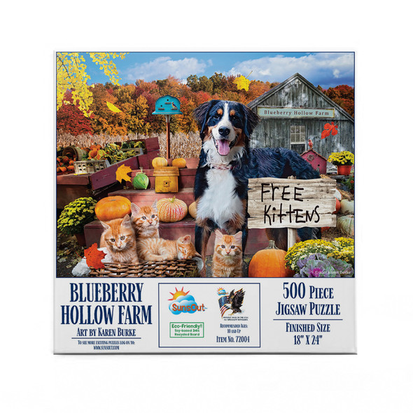 SUNSOUT INC - Blueberry Hollow Farm - 500 pc Jigsaw Puzzle by Artist: Karen Burke - Finished Size 18" x 24" - MPN# 72004