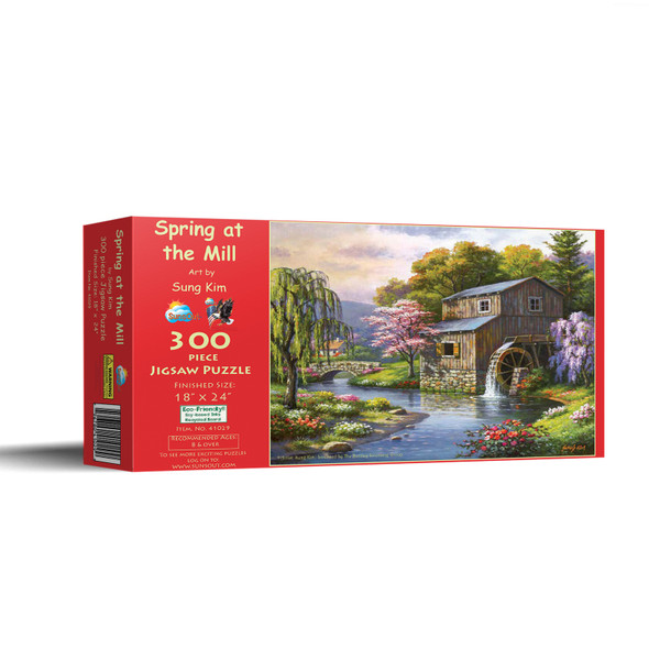 SUNSOUT INC - Spring at the Mill - 300 pc Jigsaw Puzzle by Artist: Sung Kim - Finished Size 18" x 24" - MPN# 41029