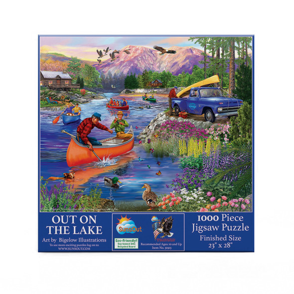 SUNSOUT INC - Out on the Lake - 1000 pc Jigsaw Puzzle by Artist: Bigelow Illustrations - Finished Size 23" x 28" - MPN# 31913