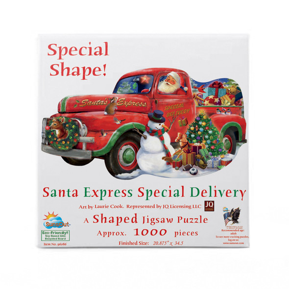 SUNSOUT INC - Santa Express Special Delivery - 1000 pc Special Shape Jigsaw Puzzle by Artist: Laurie Cook - Finished Size 20.875" x 34.5" Christmas - MPN# 96086