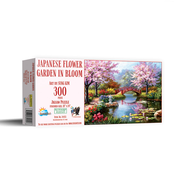 SUNSOUT INC - Japanese Garden in Bloom - 300 pc Jigsaw Puzzle by Artist: Sung Kim - Finished Size 18" x 24" - MPN# 34455