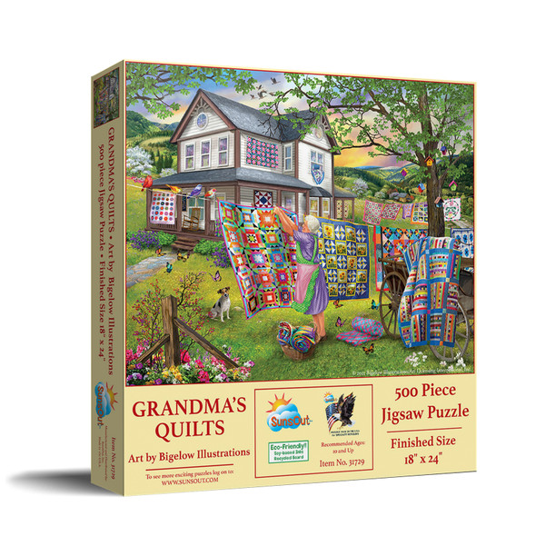 Grandma's Quilts 500 pc Jigsaw Puzzle - SUNSOUT INC