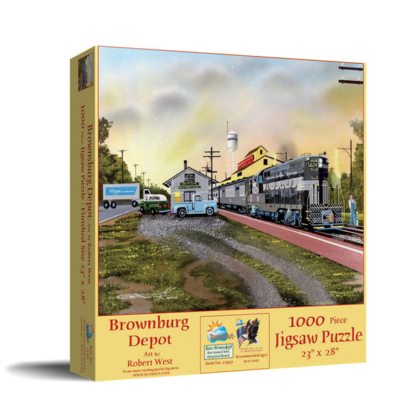 SUNSOUT INC - Brownsburg Depot - 1000 pc Jigsaw Puzzle by Artist: Robert West - Finished Size 23" x 28" - MPN# 21307