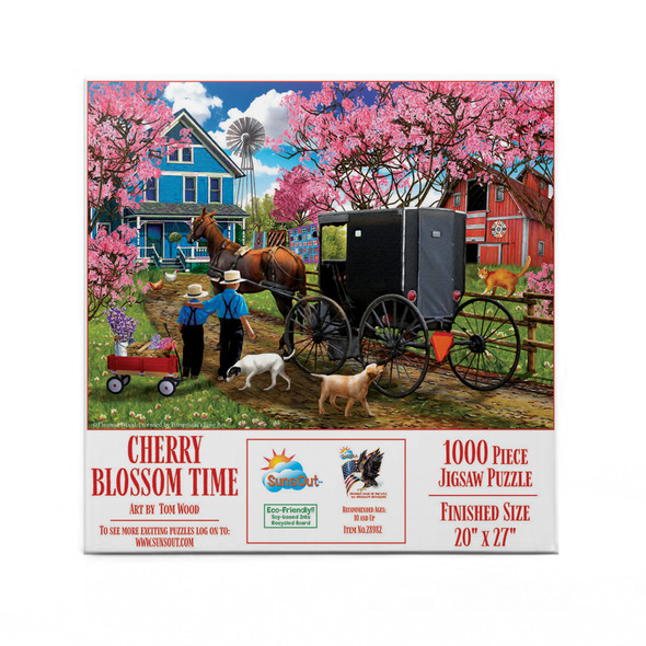 SUNSOUT INC - Cherry Blossom Time - 1000 pc Jigsaw Puzzle by Artist: Tom Wood - Finished Size 20" x 27" - MPN# 28982