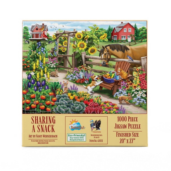 SUNSOUT INC - Sharing a Snack - 1000 pc Jigsaw Puzzle by Artist: Nancy Wernersbach - Finished Size 20" x 27" - MPN# 63031