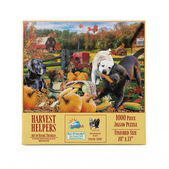 SUNSOUT INC - Harvest Helpers - 1000 pc Jigsaw Puzzle by Artist: Rafael Trujillo - Finished Size 20" x 27" - MPN# 42260