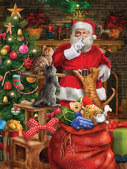 Cat out of the Bag - Christmas 300 pc Jigsaw Puzzle - SUNSOUT INC
