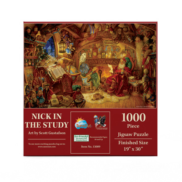 SUNSOUT INC - Nick in the Study - 1000 pc Jigsaw Puzzle by Artist: Scott Gustafson - Finished Size 19" x 30" Christmas - MPN# 13009