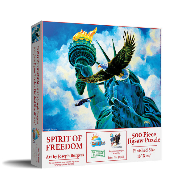 SUNSOUT INC - Spirit of Freedom - 500 pc Jigsaw Puzzle by Artist: Joseph Burgess - Finished Size 18" x 24" Fourth of July - MPN# 38966