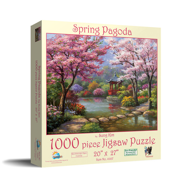 SUNSOUT INC - Spring Pagoda - 1000 pc Jigsaw Puzzle by Artist: Sung Kim - Finished Size 20" x 27" - MPN# 41167