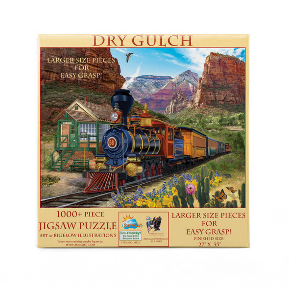 SUNSOUT INC - Dry Gulch - 1000 pc Large Pieces Jigsaw Puzzle by Artist: Bigelow Illustrations - Finished Size 27" x 35" - MPN# 31532
