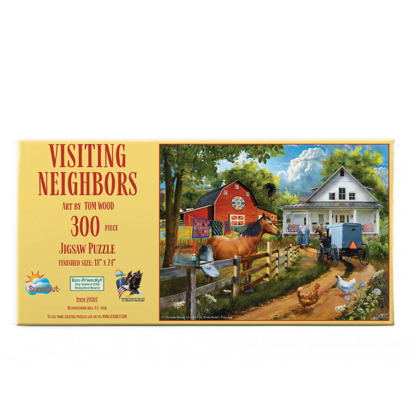 SUNSOUT INC - Visiting Neighbors - 300 pc Jigsaw Puzzle by Artist: Tom Wood - Finished Size 18" x 24" - MPN# 29802