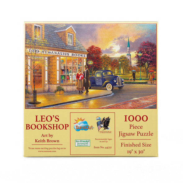 SUNSOUT INC - Leo's Bookshop - 1000 pc Jigsaw Puzzle by Artist: Keith Brown - Finished Size 19" x 30" - MPN# 44732