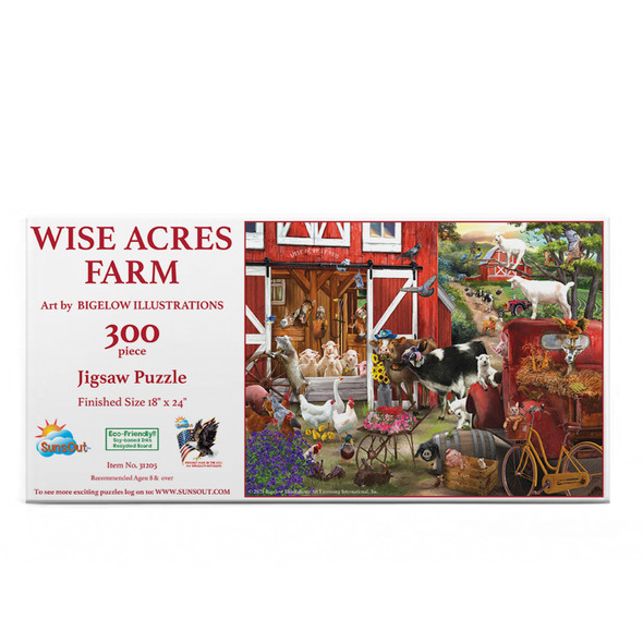 SUNSOUT INC - Wise Acres Farm - 300 pc Jigsaw Puzzle by Artist: Bigelow Illustrations - Finished Size 18" x 24" Farm LIfe - MPN# 31205