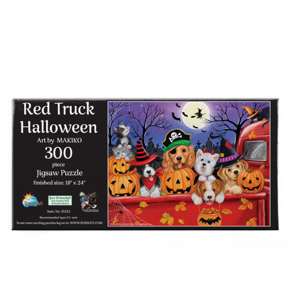 SUNSOUT INC Red Truck Halloween 300 pc Jigsaw Puzzle