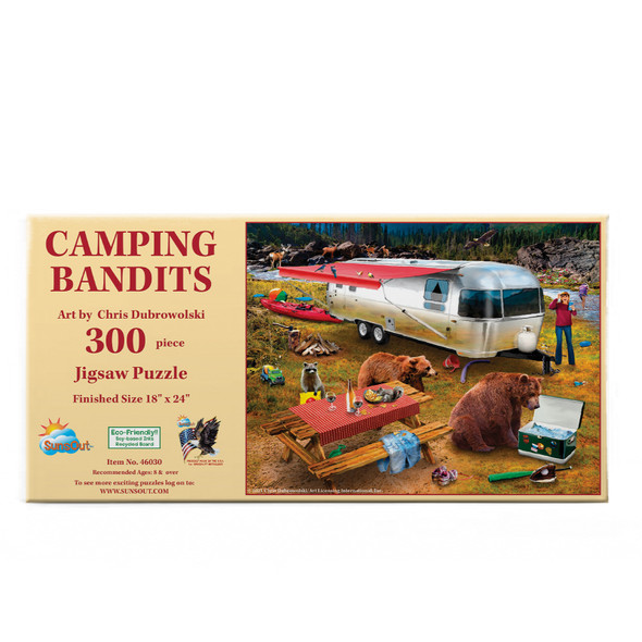 SUNSOUT INC - Camping Bandits - 300 pc Jigsaw Puzzle by Artist: Chris Dobrowolski - Finished Size 18" x 24" - MPN# 46030