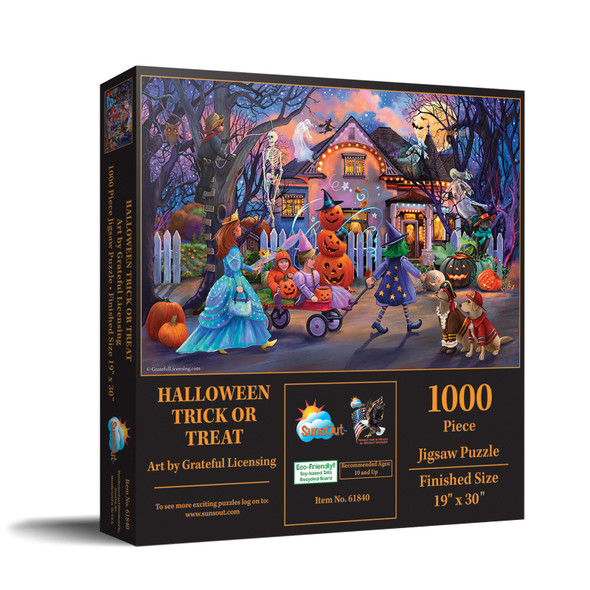 SUNSOUT INC - Halloween Trick or Treat - 1000 pc Jigsaw Puzzle by Artist: Grateful Licensing - Finished Size 19" x 30" Halloween - MPN# 61840