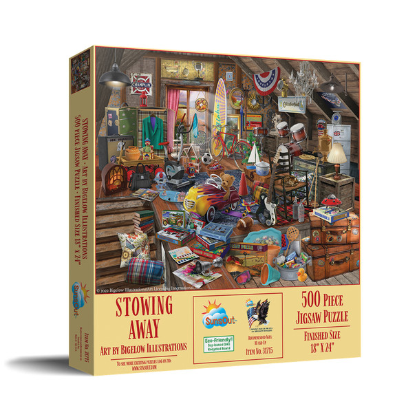 SUNSOUT INC - Stowing Away - 500 pc Jigsaw Puzzle by Artist: Bigelow Illustrations - Finished Size 18" x 24" - MPN# 31715