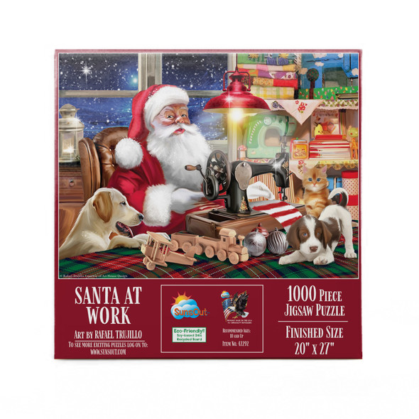 SUNSOUT INC - Santa at Work - 1000 pc Jigsaw Puzzle by Artist: Rafael Trujillo - Finished Size 20" x 27" Christmas - MPN# 42292