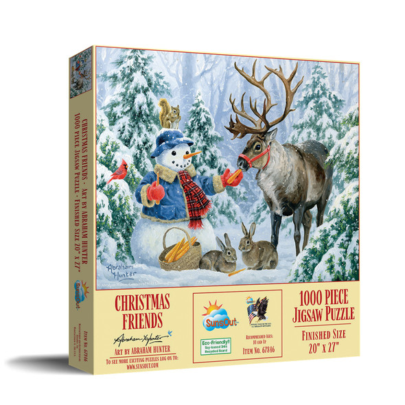 SUNSOUT INC - Christmas Friends - 1000 pc Jigsaw Puzzle by Artist: Abraham Hunter - Finished Size 20" x 27" Christmas - MPN# 67846