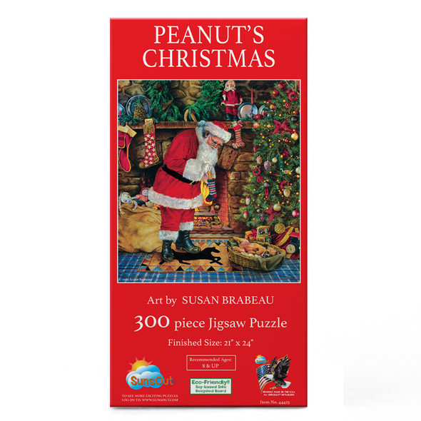 SUNSOUT INC - Peanut's Christmas - 300 pc Jigsaw Puzzle by Artist: Susan Brabeau - Finished Size 21" x 24" Christmas - MPN# 44425