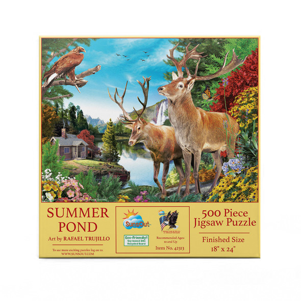 SUNSOUT INC - Summer Pond - 500 pc Jigsaw Puzzle by Artist: Rafael Trujillo - Finished Size 18" x 24" Nature - MPN# 42313