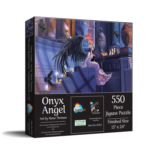 SUNSOUT INC - Onyx Angel - 550 pc Jigsaw Puzzle by Artist: Nene Thomas - Finished Size 15" x 24" Fantasy - MPN# 67812