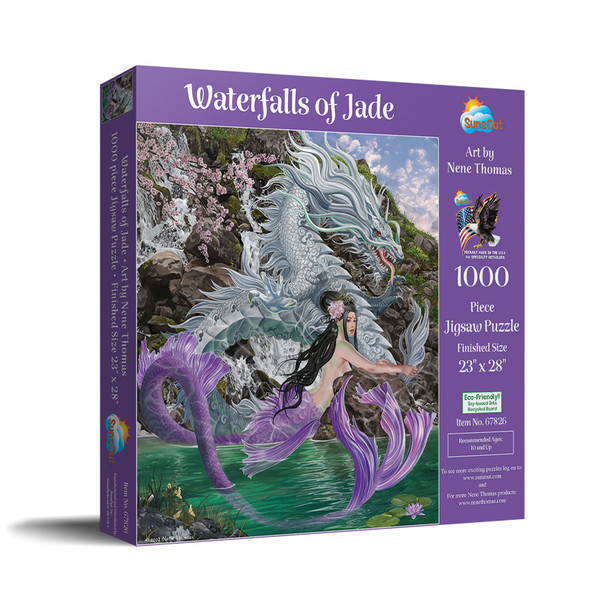 SUNSOUT INC - Waterfalls of Jade - 1000 pc Jigsaw Puzzle by Artist: Nene Thomas - Finished Size 19" x 30" Fantasy - MPN# 67826