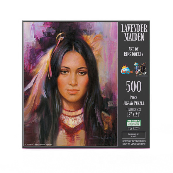 SUNSOUT INC - Lavender Maiden - 500 pc Jigsaw Puzzle by Artist: Russ Docken - Finished Size 18" x 24" Native American - MPN# 21733