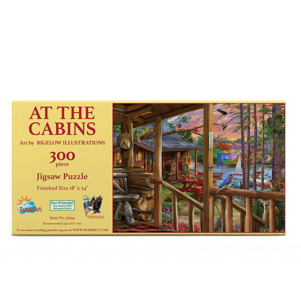 SUNSOUT INC - At The Cabins - 300 pc Jigsaw Puzzle by Artist: Bigelow Illustrations - Finished Size 18" x 24" Animals - MPN# 31934
