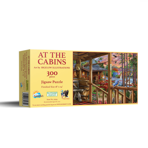 SUNSOUT INC - At The Cabins - 300 pc Jigsaw Puzzle by Artist: Bigelow Illustrations - Finished Size 18" x 24" Animals - MPN# 31934