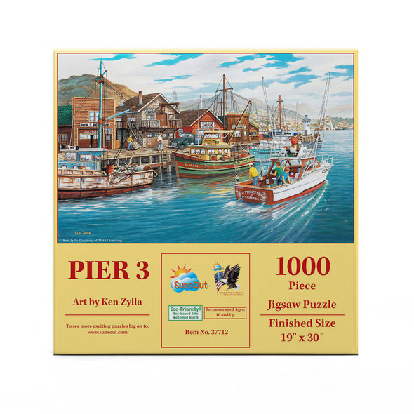 SUNSOUT INC - Pier 3 - 1000 pc Jigsaw Puzzle by Artist: Ken Zylla - Finished Size 19" x 30" Boat - MPN# 37712