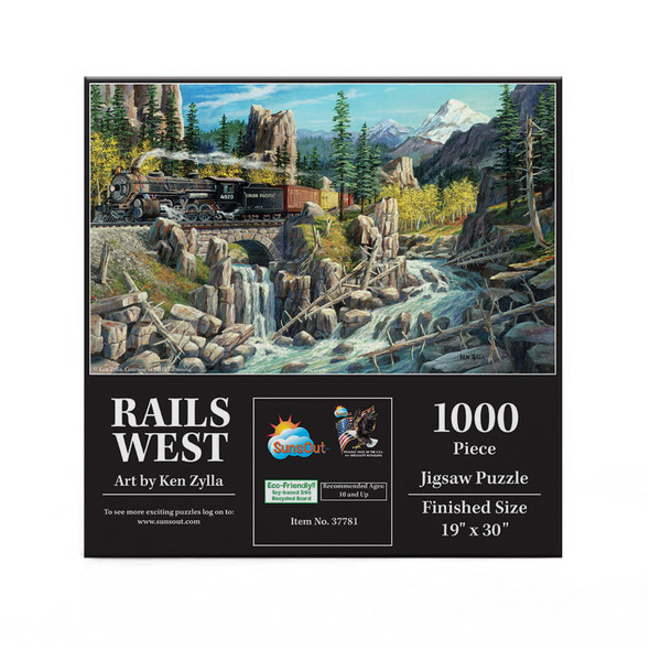 SUNSOUT INC - Rails West - 1000 pc Jigsaw Puzzle by Artist: Ken Zylla - Finished Size 19" x 30" Vehicles - MPN# 37781