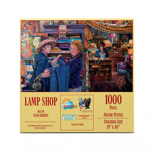 SUNSOUT INC - Lamp Shop - 1000 pc Jigsaw Puzzle by Artist: Susan Brabeau - Finished Size 19" x 30" Shopping - MPN# 44366